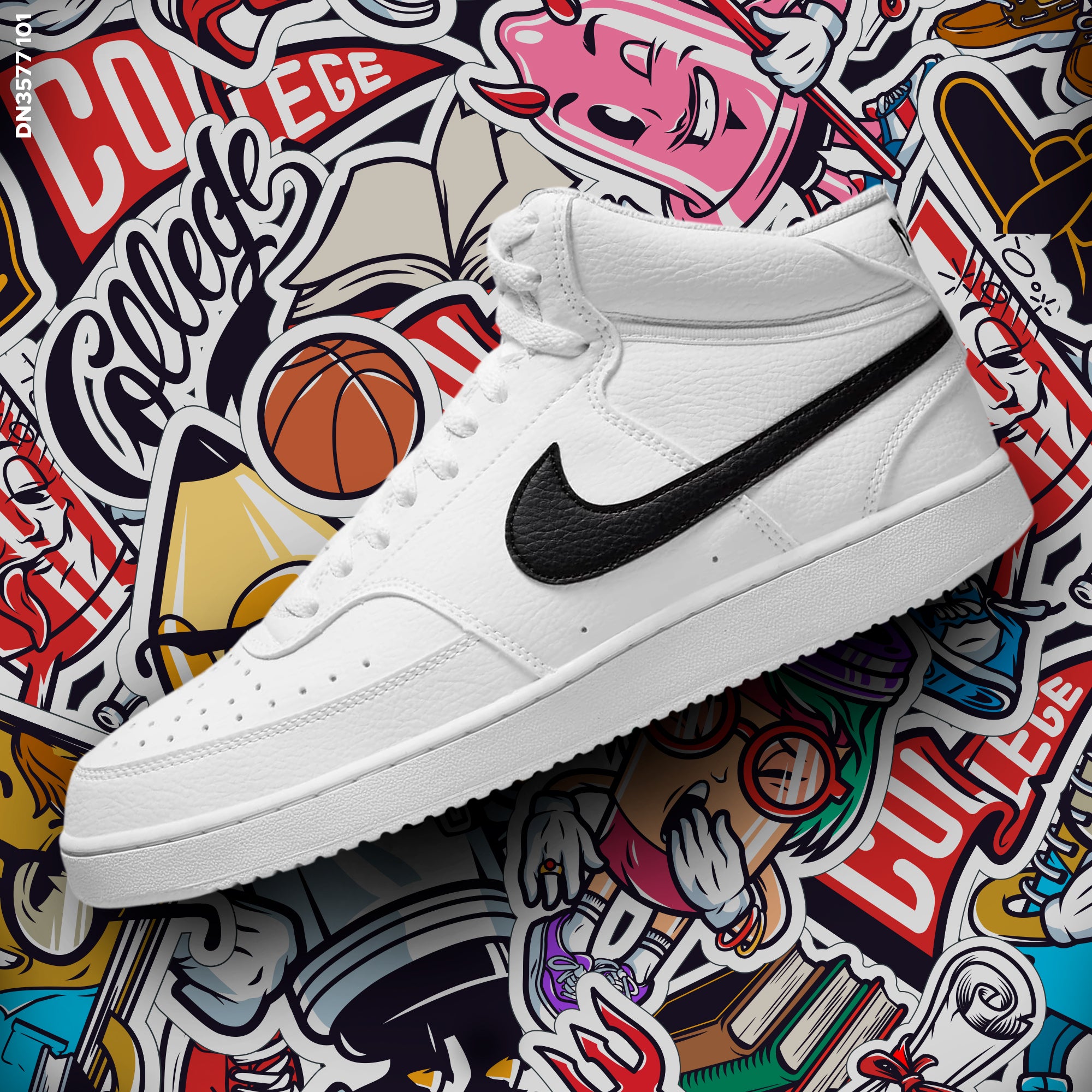 Nike Court Vision Mid White and Black