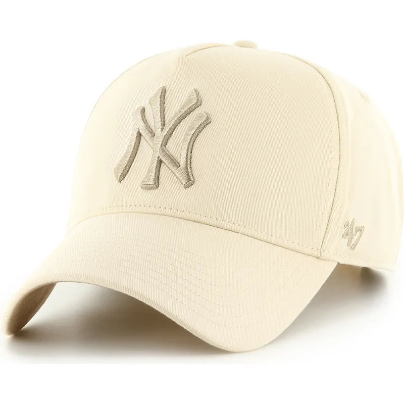 Cappellino curvo beige snapback con logo beige